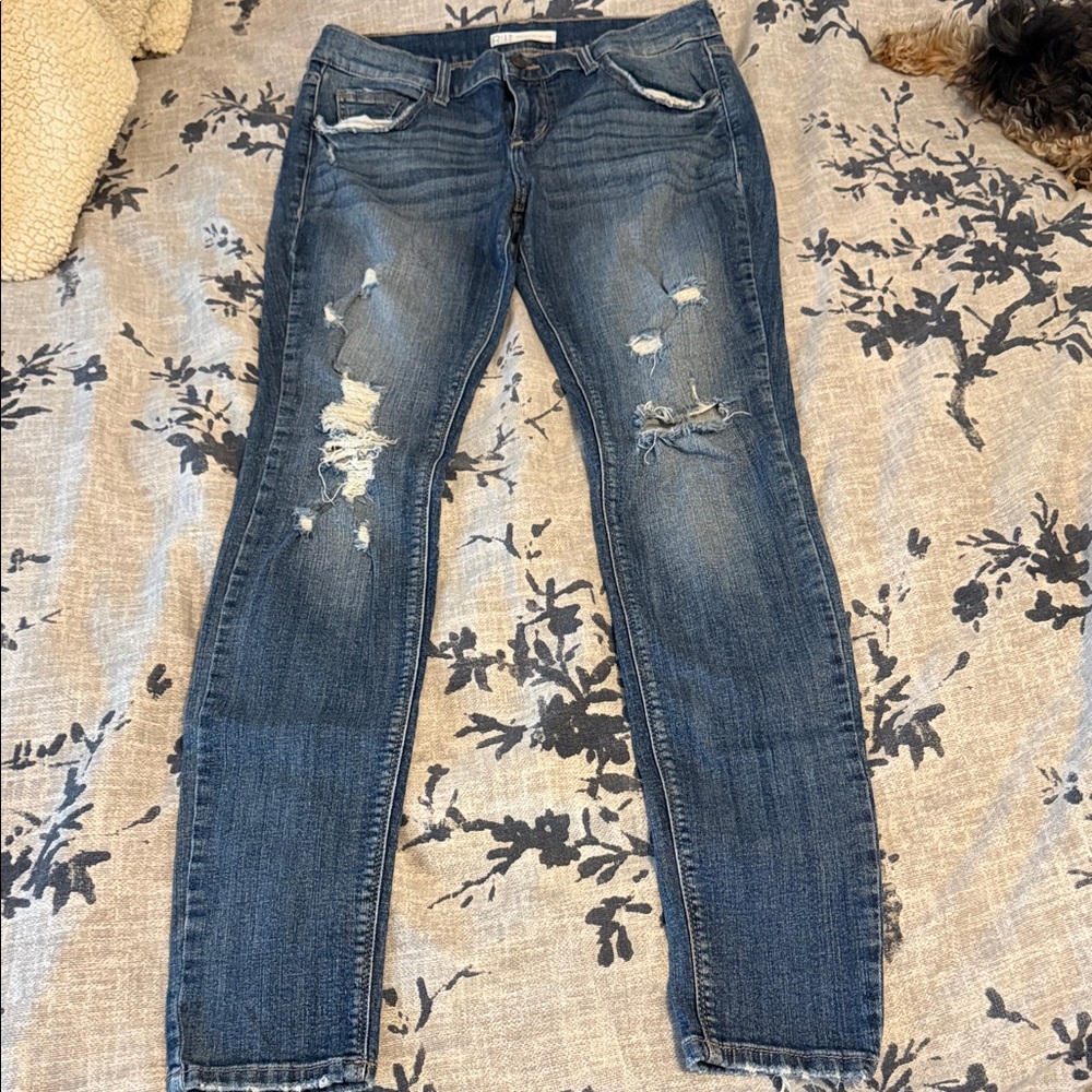 Daytrip Distressed Skinny Jeans - Medium Blue